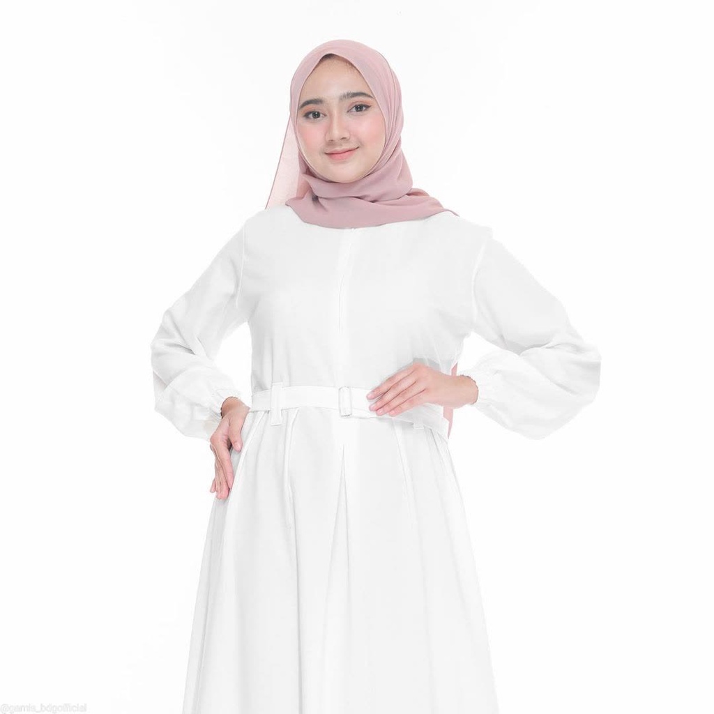 GAMIS PUTIH Modern Gamis Syari Gamis wanita Putih Polos terbaru Gamis Putih Murah Gamis manasik 2021-6