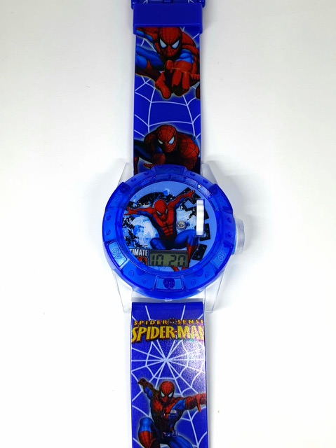 Jam Tangan Anak Melody Laser Proyektor Digital Spiderman