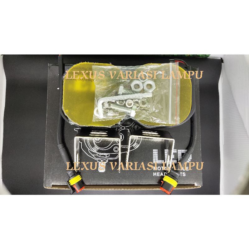 sepasang/2pcs Lampu Tembak Cree L4Z 4Mata Spotlight+lensa kuning - Lampu Tembak Sorot 4 Mata L4Z - Lampu 12-24volt motor mobil bisa pakai