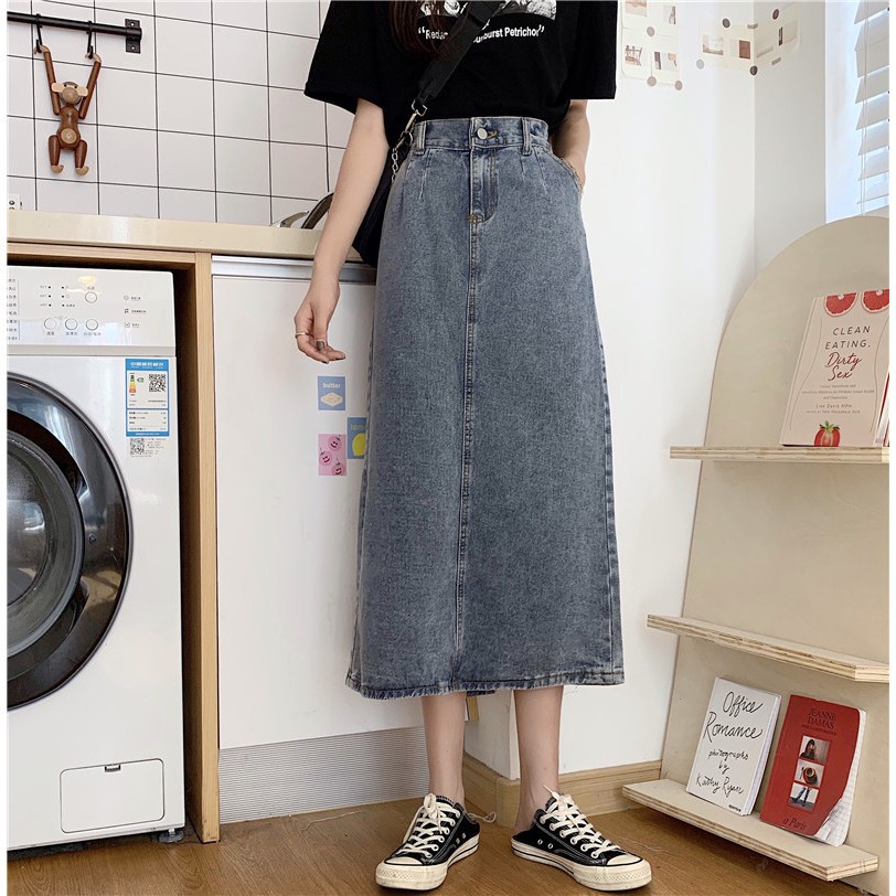 [chaoo.id ]Rok Panjang Jeans Wanita Terlaris bawahan wanita rok anak perempuan high waist