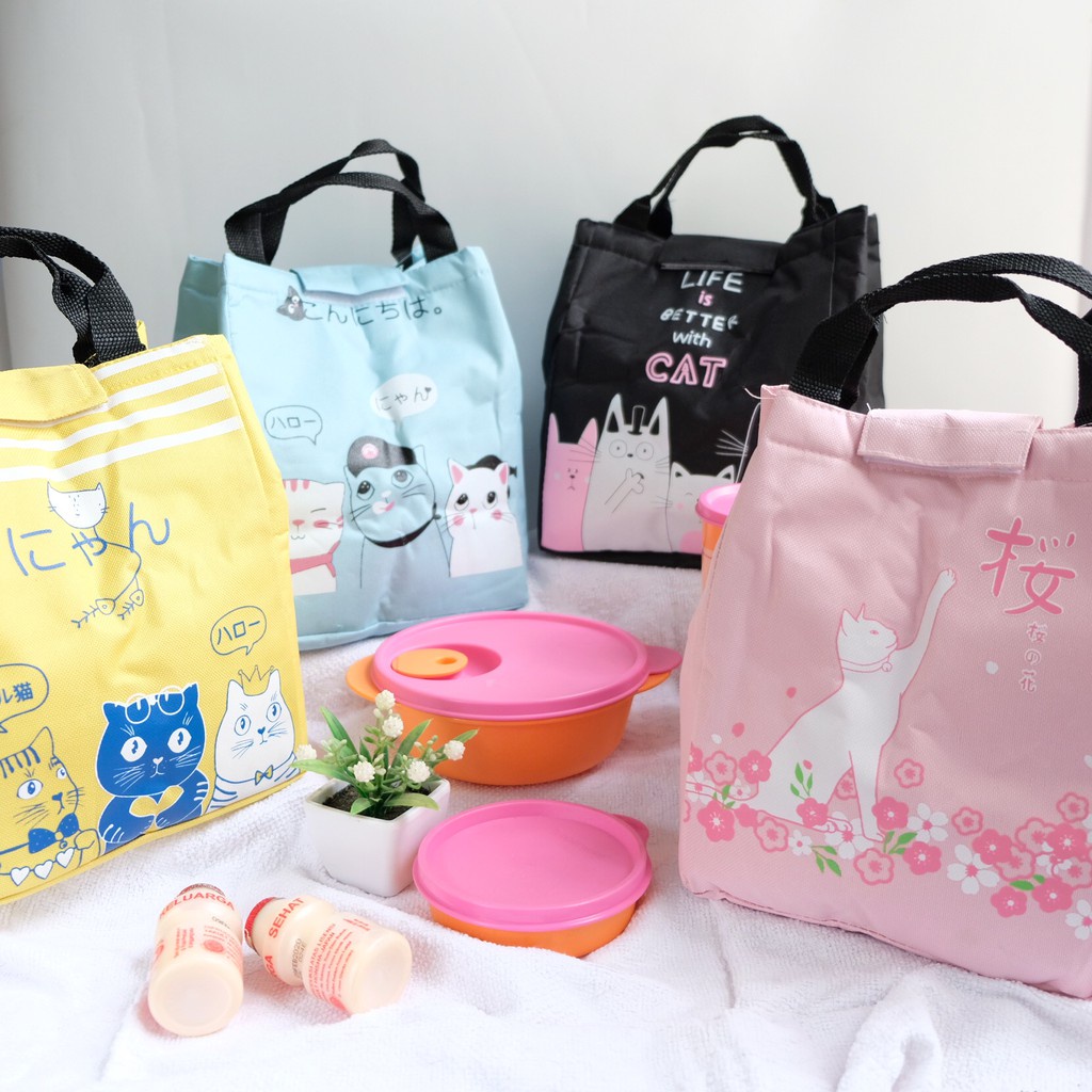 Japanese Cooler Bag Souvenir Lucu Kucing Cat Lover Insulated Karakter Tas Bekal