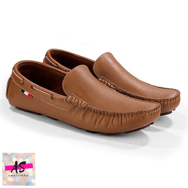 SEPATU LOAFERS KULIT PRIA - CBR Six - HMC 532 Coklat Original