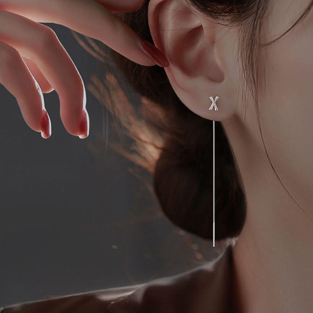 Anting Stud Desain Inisial Huruf Alfabet Gaya Korea Untuk Pasangan