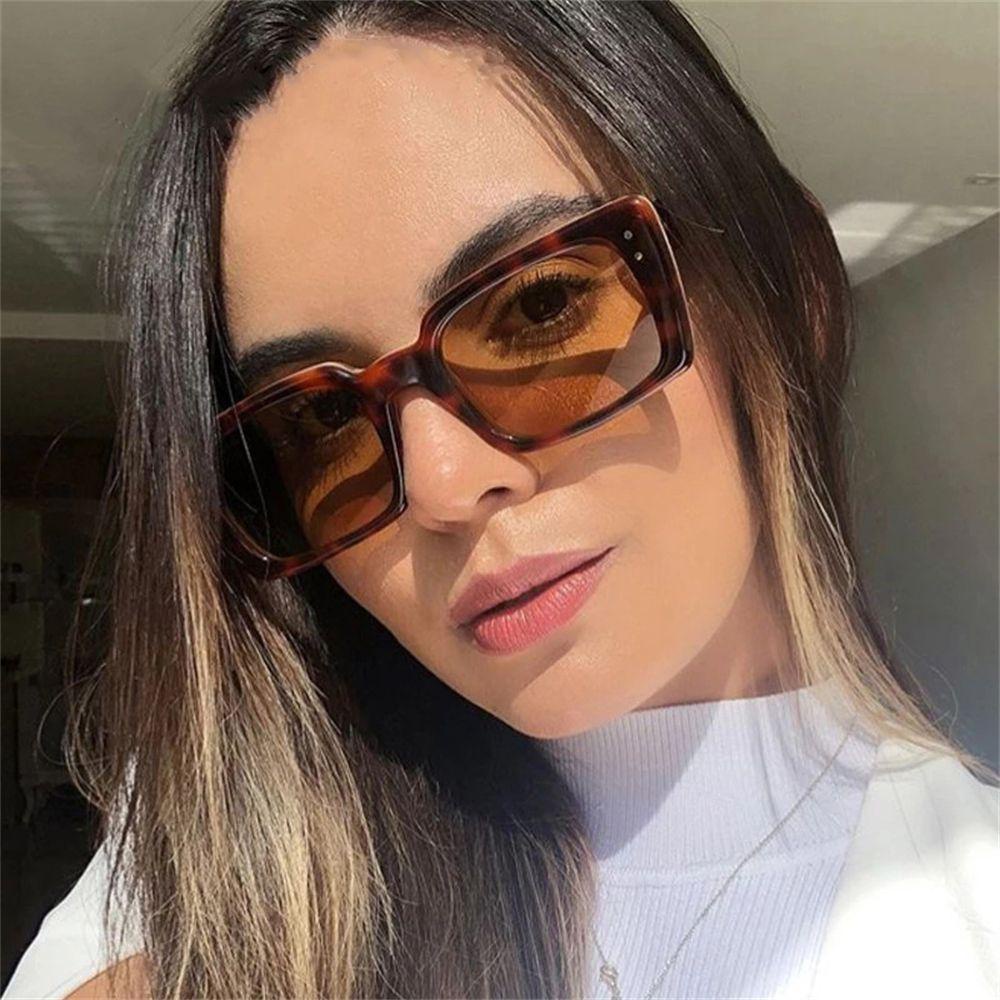 Lily Kacamata Persegi Panjang Aksesoris Fashion Wanita UV400 Retro Sunglasses