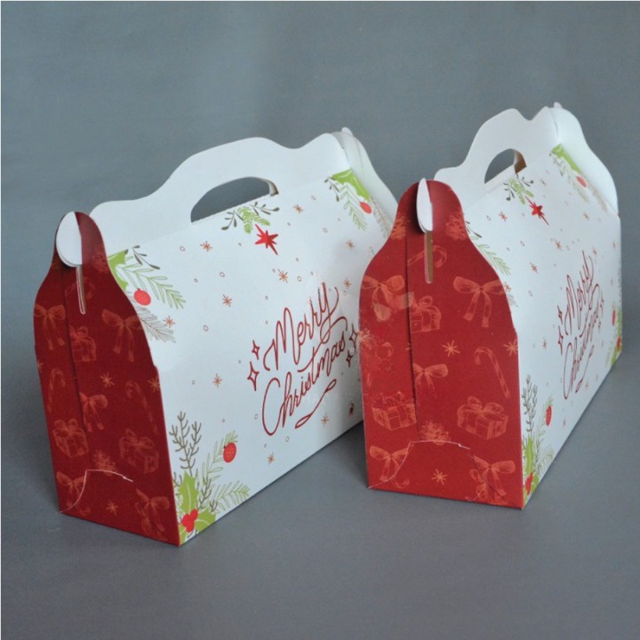 

5 pcs Gable Box Packaging Hampers Natal Dus Jinjing Kemasan 3 Toples Cookies 600 ml Kardus Tenteng Ukuran 30x10x12 cm