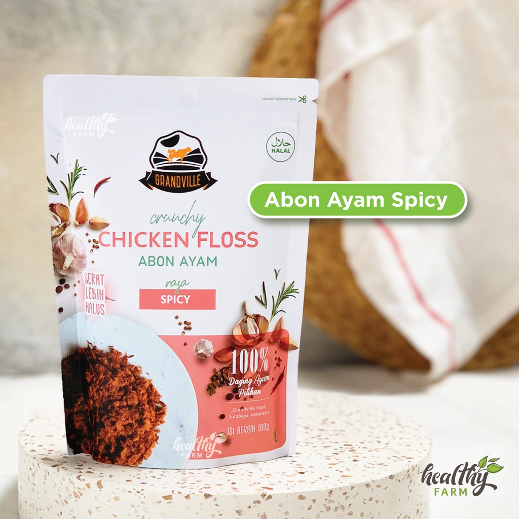 Grandville Abon Ayam Original Spicy / Abon Non MSG / Crunchy Chicken Floss 100g