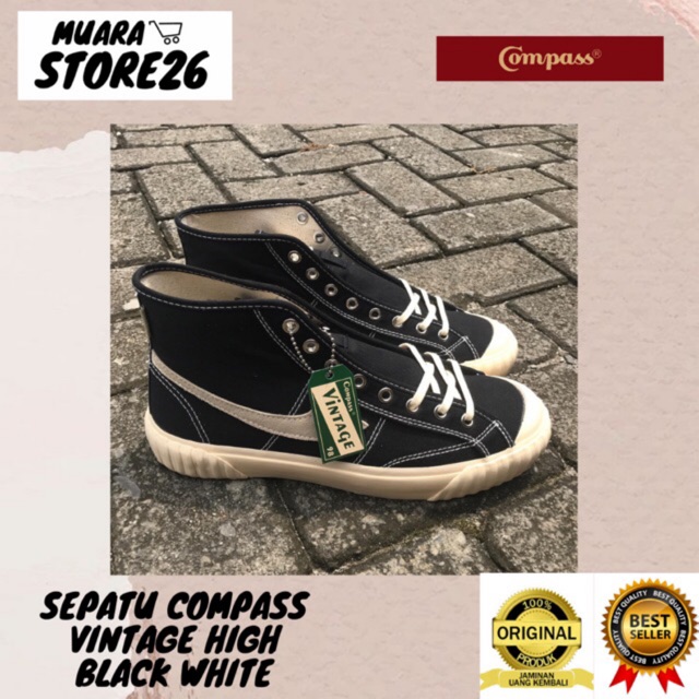 Sepatu Compass Vintage High Black White