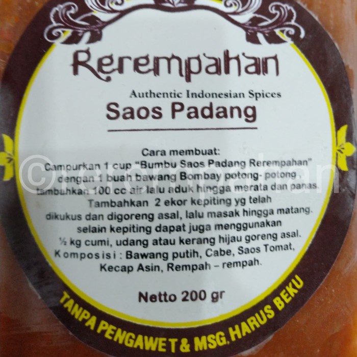 

Instan-Masak-Bumbu- Rerempahan Saos Padang Bumbu Jadi Instan Siap Pakai -Bumbu-Masak-Instan.