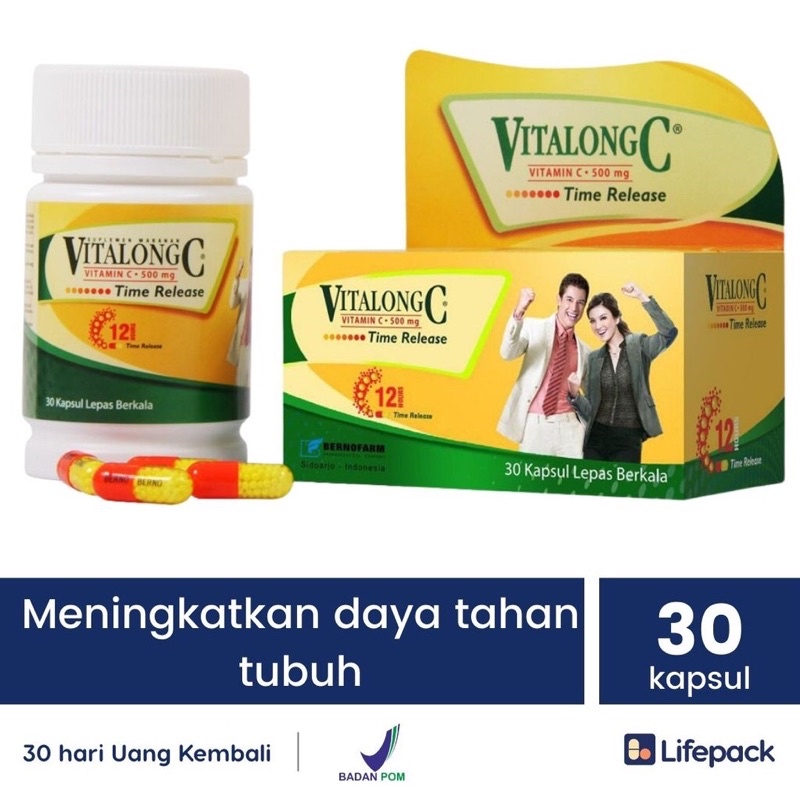 Suplement Daya Tahan Tubuh Vitamin C 500mg 30 Kapsul Lepas Berkala