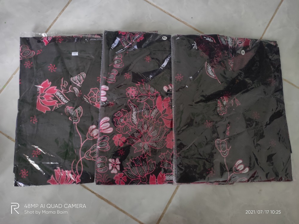 Batik Couple Keluarga Sania Ruffle Ori Ndoro Jowi Dnt Motif Sakura Merah