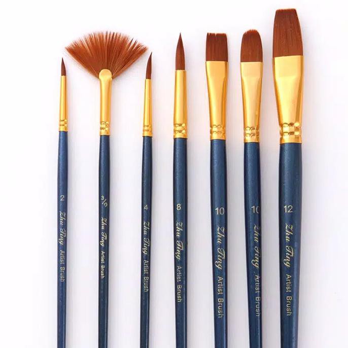 

Sale! Kuas Lukis Cat Air Akrilik Set 7 Pcs Oil Paint Brush - Biru Termurah
