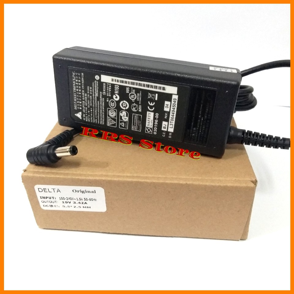 Adaptor Charger Laptop Original Delta Axioo 19v 3.42a Ukuran Konektor : 5.5*2.5mm Type - Axioo Mnc