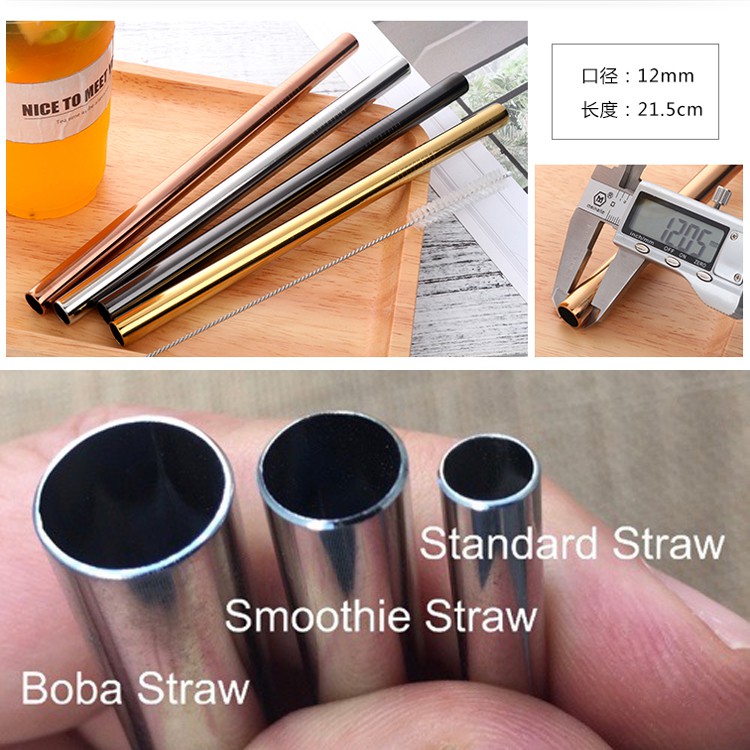 Sedotan Stainless Steel Straw BUBBLE TEA - Sedotan Metal BOBA