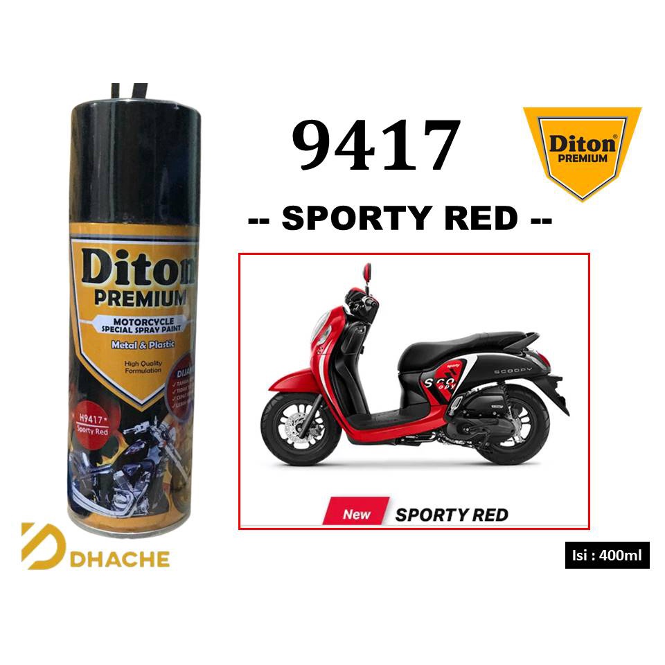 Cat Pilox Diton Premium Honda Sporty Red 9417 Warna Merah Kilap 400ml