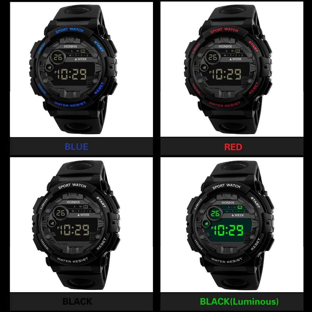 Jam Tangan Pria Digital Rubber Luminous Display Watchkite / HONHX Electronic Watch Import