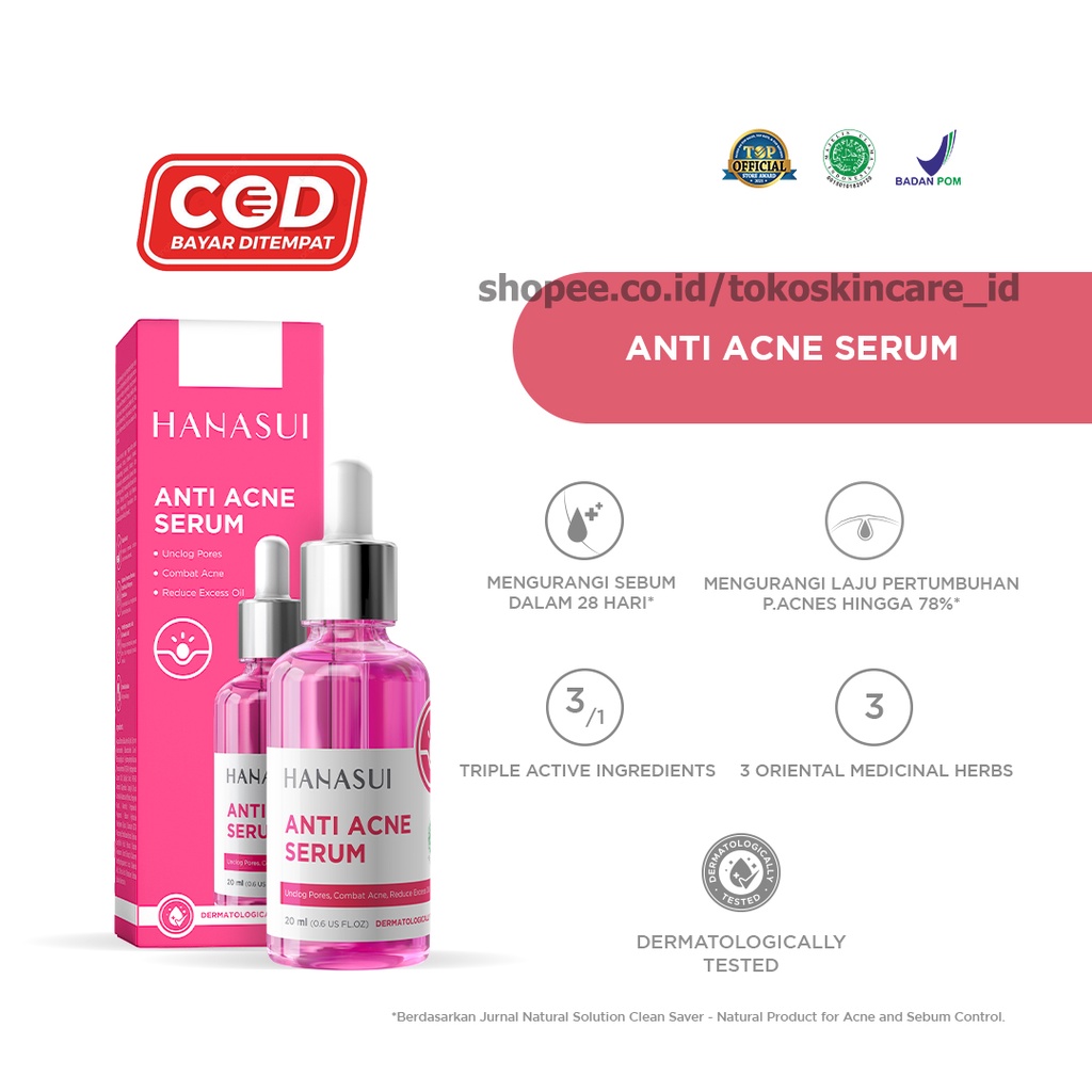 Viral!! Serum Penghilang Jerawat / Ampuh Mengeringkan Jerawat / Serum Anti Acne Mengurangi Peradangan &amp; Kemerahan Pada Kulit Akibat Jerawat / Membuka Pori-Pori Tersumbat / Mengurangi Sebum Minyak Berlebih Mencerahkan Meratakan Warna Kulit Wajah Resmi BPOM