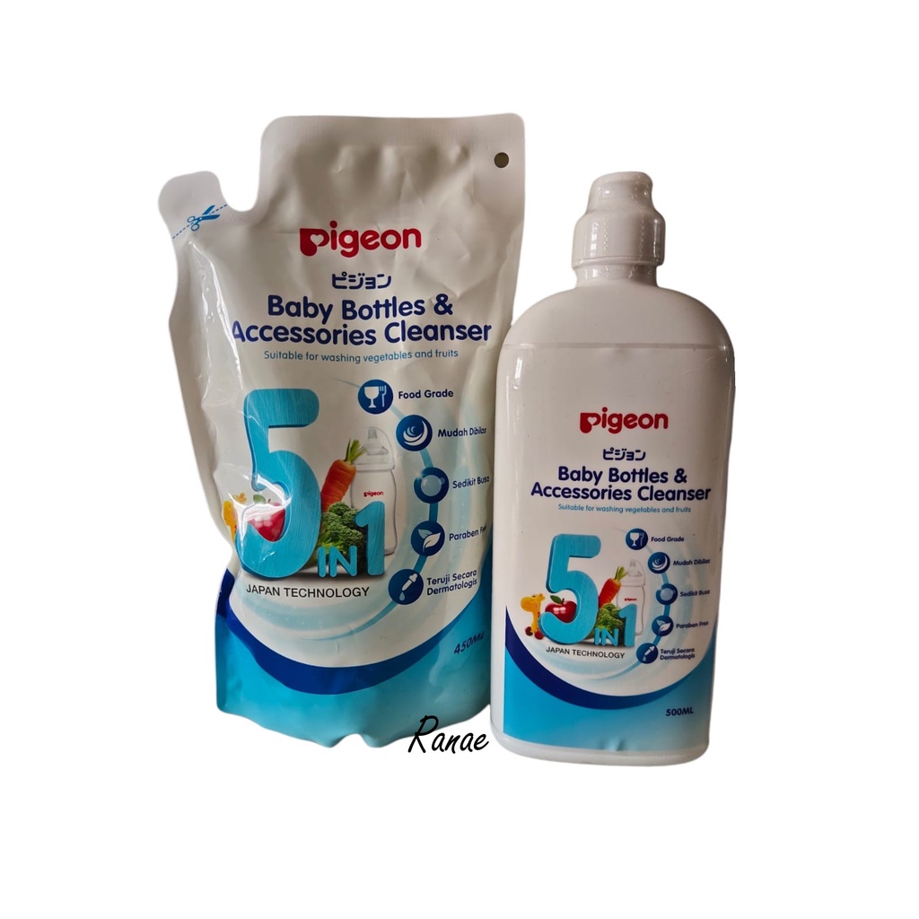 PIGEON BABY BOTTLES &amp; CLEANSER ACCESSORIES 5in1 450ml dan 500 ml