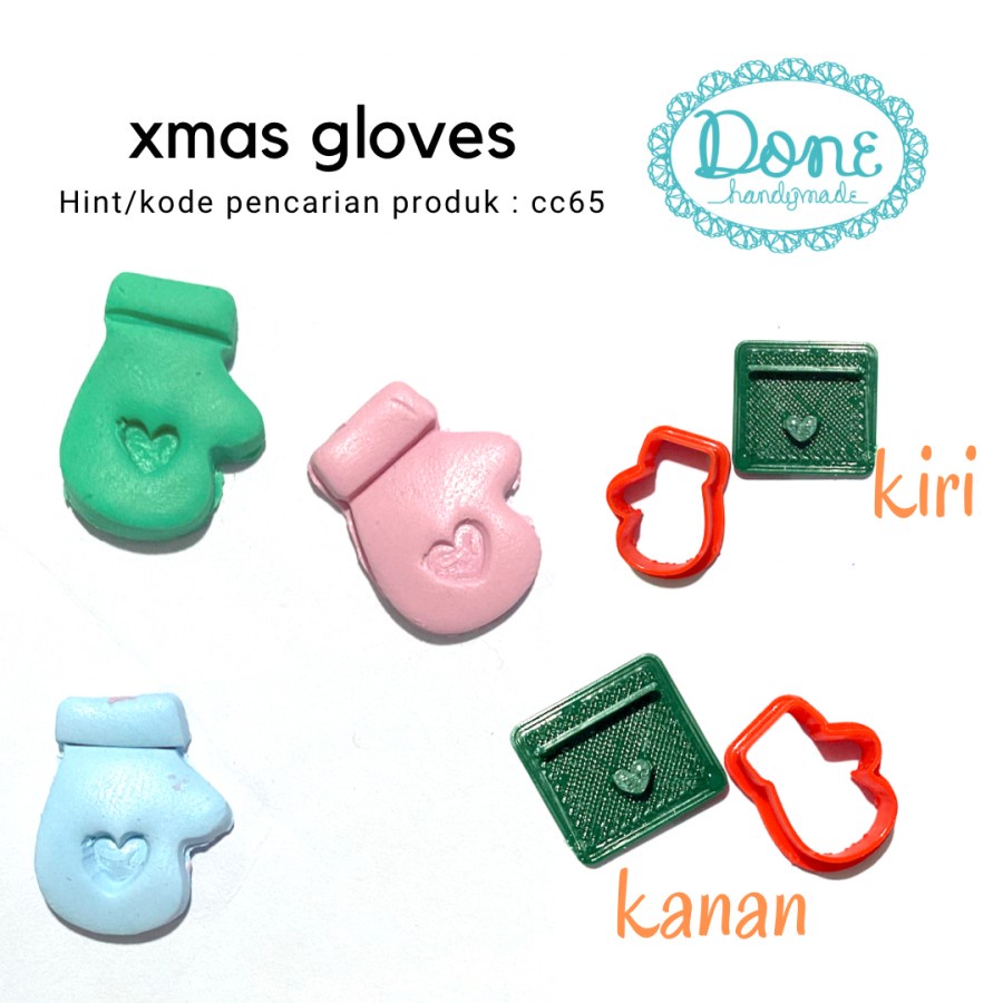 Christmas gloves cookie cutter clay cetakan fondant sarung tangan cc65