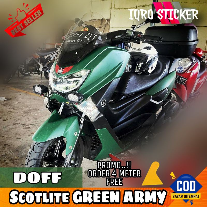 STIKER SKOTLET HIJAU ARMY STICKER SCOTLITE GREEN ARMY MERK PROFIX UNTUK MOTOR