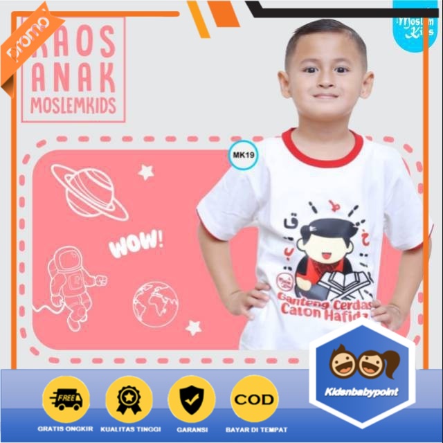 [ COD ] &quot; ANAK SHOLEH BELAJAR NGAJI &quot; Baju kaos anak i Paud TK SD  moslemkids MK 19