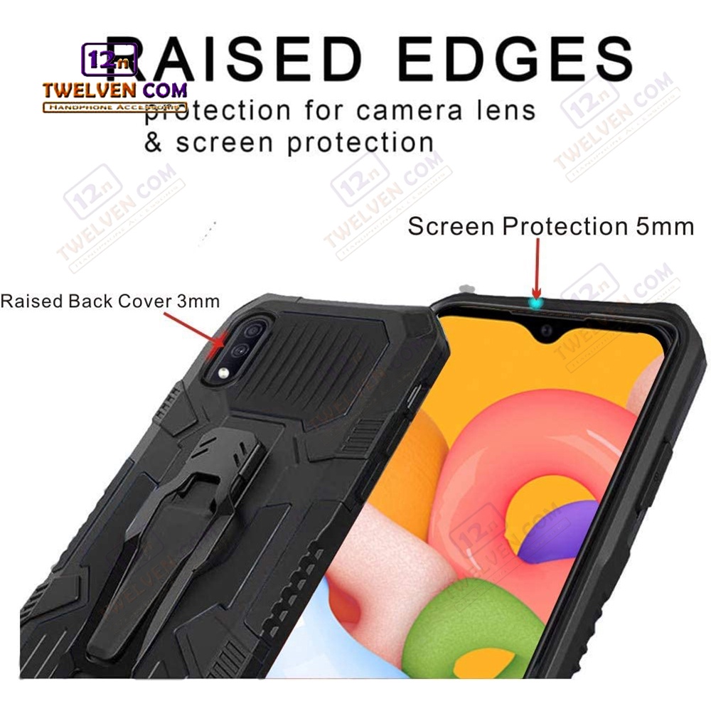 Case Shockproof Samsung A01 Armor Hardcase Stand Clip