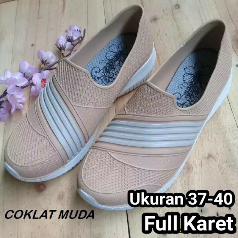 (COD) TERMURAH Sepatu Karet Wanita Santai Slip On ATT SWL 480