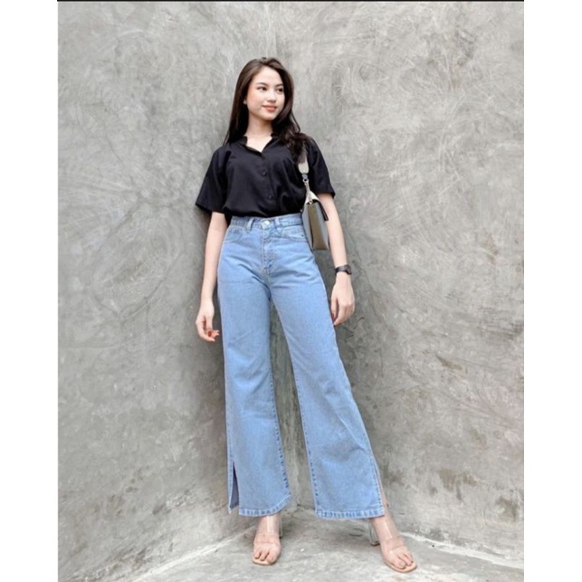 Celana kulot jeans terbaru model belah