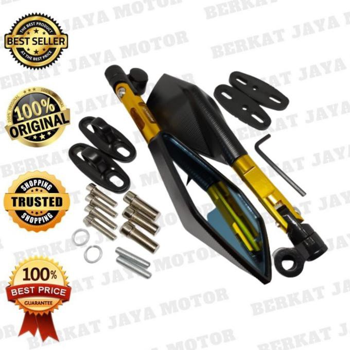 Kaca Spion Tomok V5 Kapak Jumbo Besar Kaca Lebar Full Cnc Motor Nmax - Kuning Segera Beli