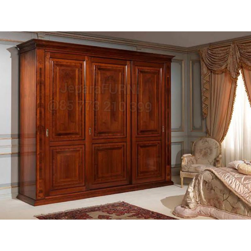Promo Lemari pakaian 3 Pintu kayu jati jepara free gift