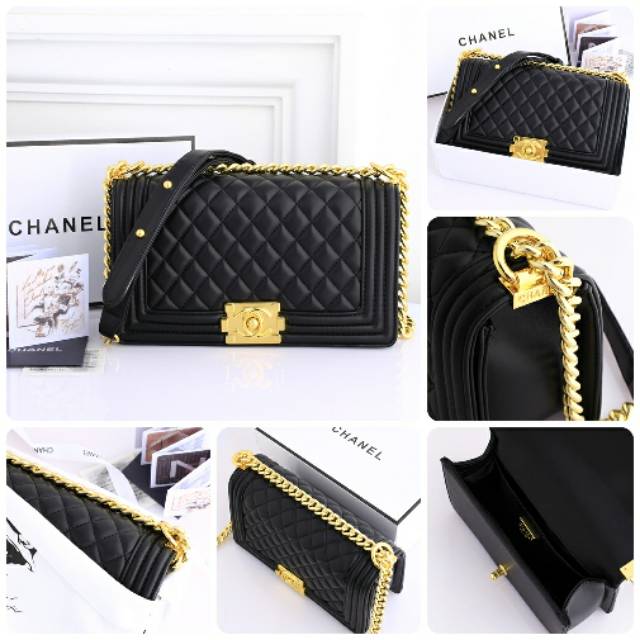 Chanel Boy Lambskin* Gold
with Box ZM-9006