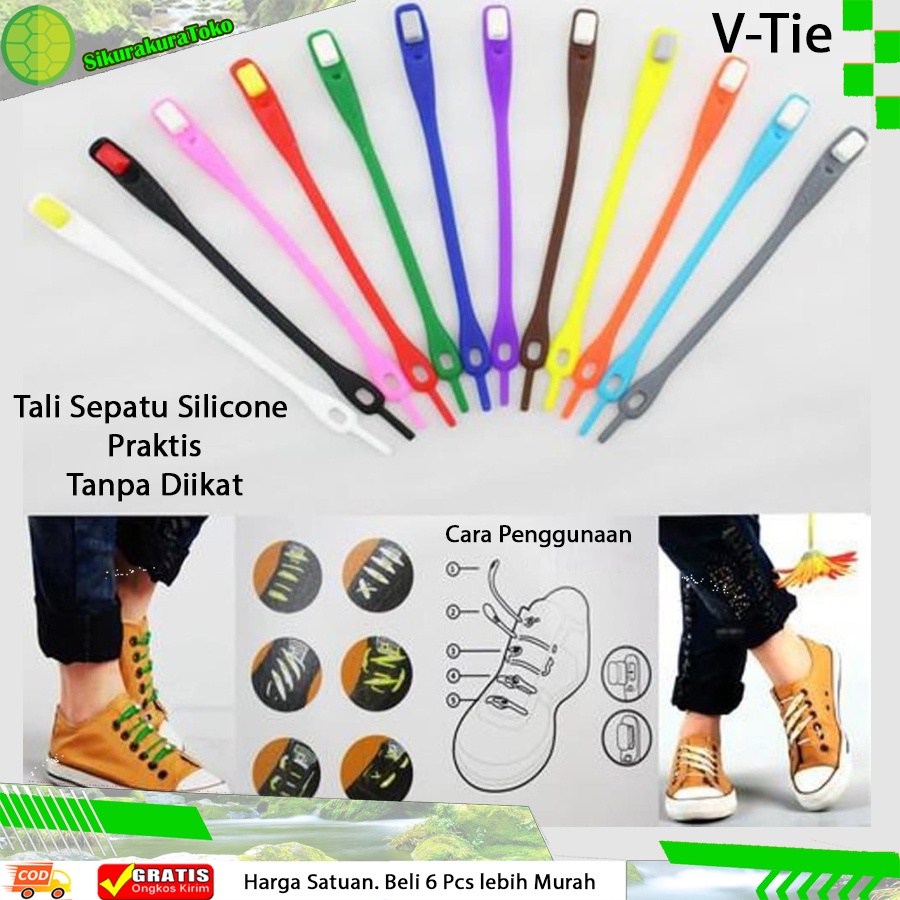 (NCS) V Tie Tali Sepatu SIlikon Silicone Shoelaces V Tie