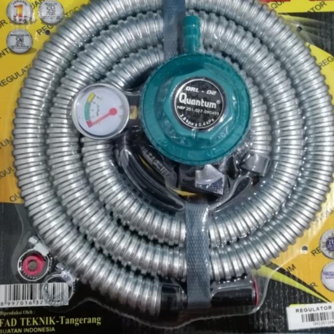 Regulator Gas Set Quantum QRL 022 (Lengkap Kepala, Selang & Meteran)