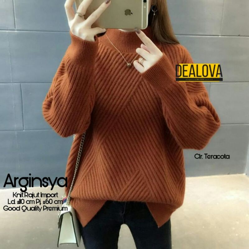 ARGINSYA ATASAN WANITA KNIT RAJUT IMPORT BY DEALOVA