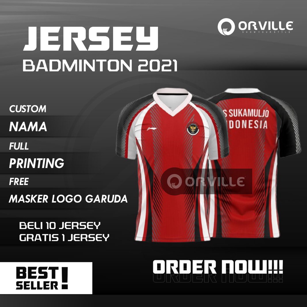 JERSEY TIMNAS BADMINTON OLIMPIADE TOKYO ATASAN &amp; SETELAN  FULL PRINTING/FREE NICKNAME/FREE MASKER