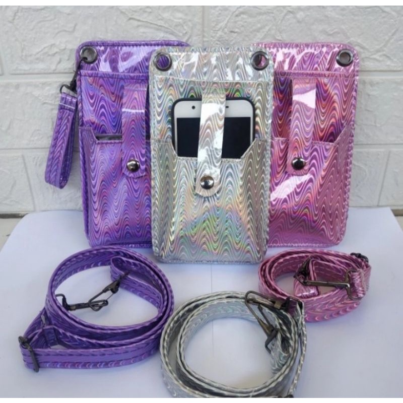 REAL PICTURES Tas Wanita Dompet Wanita Tas Selempang Wanita Tas Slempang DS99 Hologram Glombang, NEO