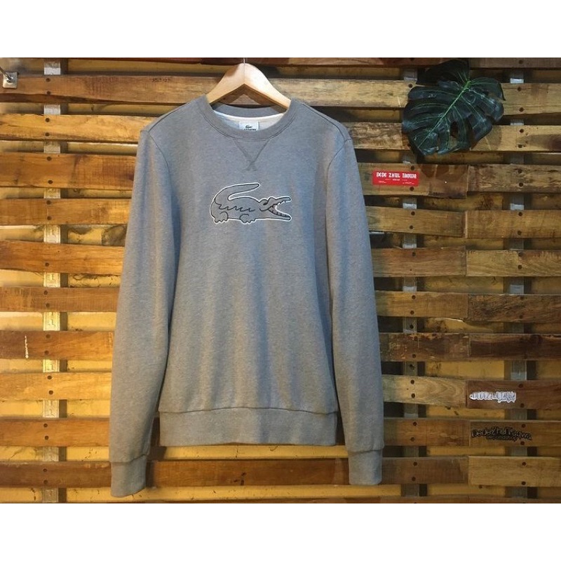 crewneck lacoste big logo grey