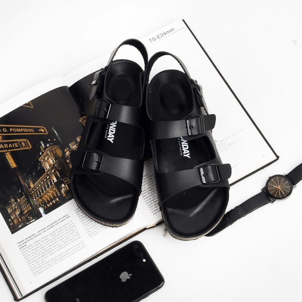 Zora Black | 39-45 | Sendal Strap Kulit Kasual Pria Cowok New Original Lokal Sandal Footwear | FORIND x Story of Monday Mndy