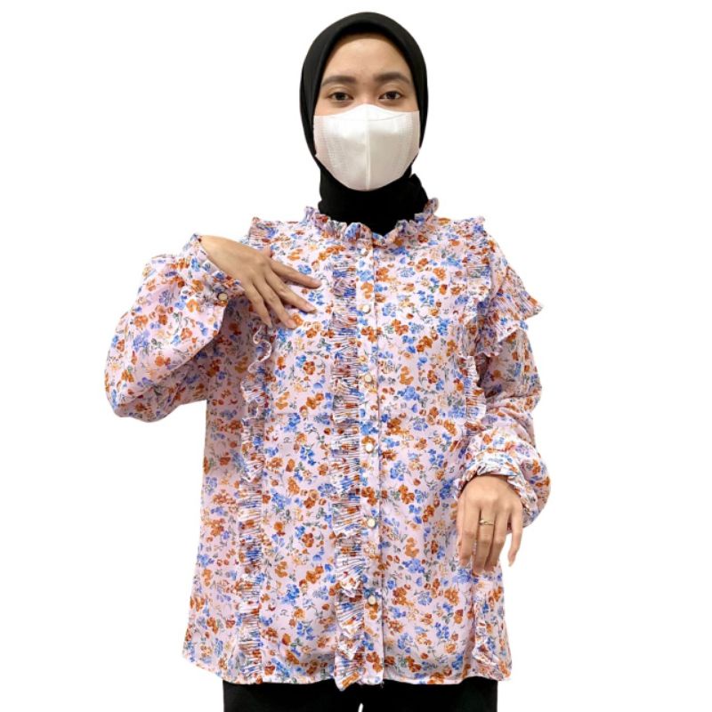 BLOUSE WANITA BUNGA KERUT CERUTY IMPORT PREMIUM | BLUS WANITA IMPORT | BLUS WANITA KASUAL / BLOUSE K