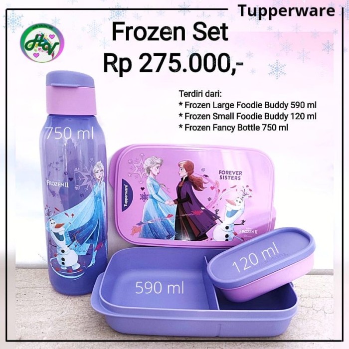 Lunch Box Kotak makan anak Tupperware frozen set (E8F4) Original Premium Model Terbaru Tempat Makana