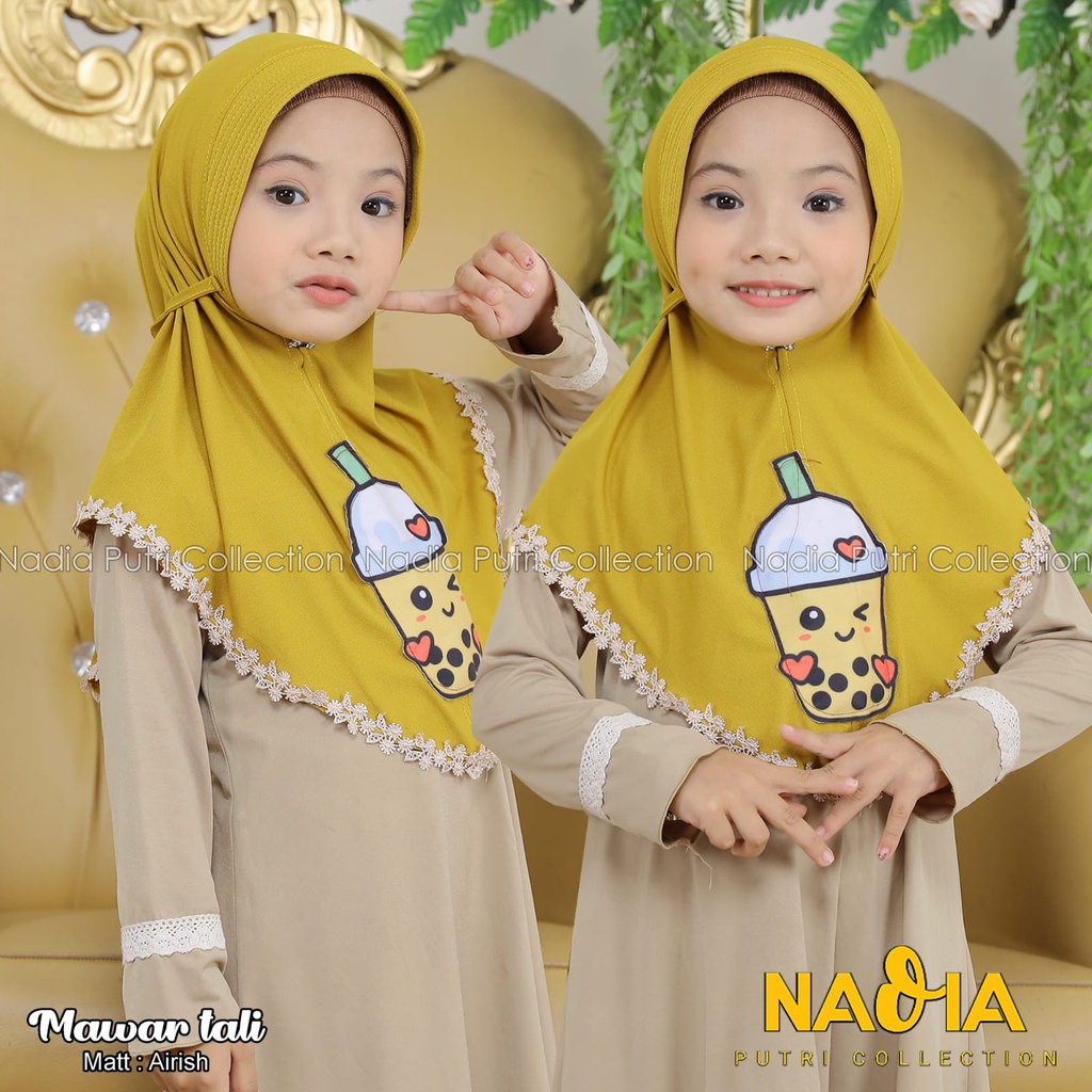 JILBAB ANAK MAWAR TALI USIA  3-9 TAHUN