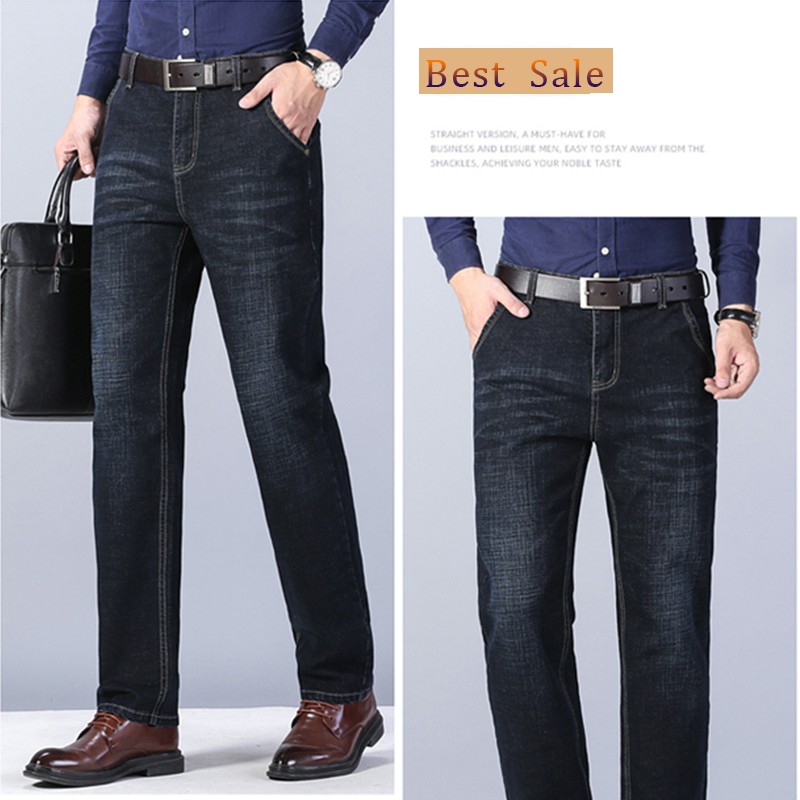 Premium Celana Jeans panjang pria straight/standar Hitam dan biru Celana kasual jeans kode 021