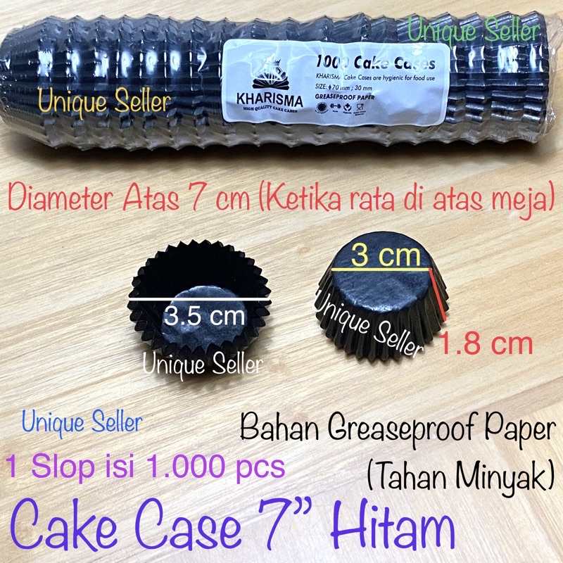 [1000 pcs] Cake Case 7 HITAM &amp; PUTIH Diameter Alas 3 cm / Kertas Alas Pie 7” Hitam &amp; Putih / Kertas Cup Cake Glassine Hitam &amp; Putih 7 / Cake Case Hitam &amp; Putih 7 / Cupcake Case Glassine Hitam Putih 70 mm / Kertas Alas Anti Minyak 7