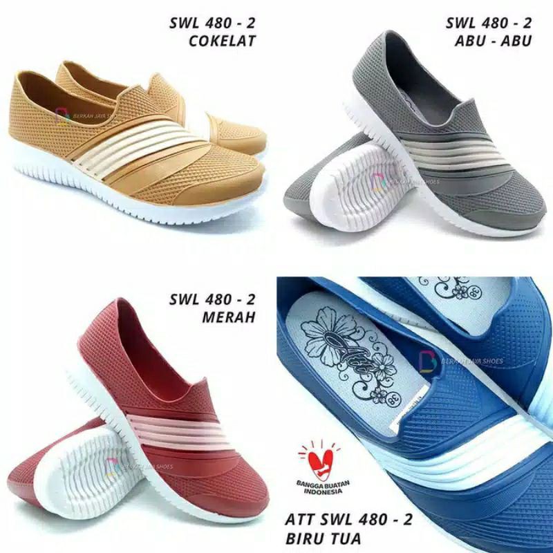 (COD) TERMURAH Sepatu Karet Wanita Santai Slip On ATT SWL 480