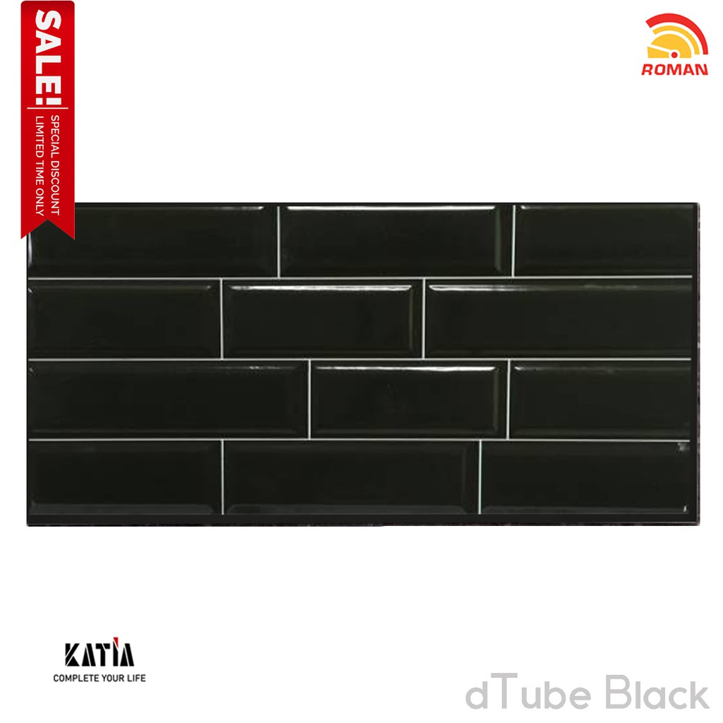 Keramik Dinding WT 60x30 Roman dTube Black - Keramik Dinding Bata Hitam
