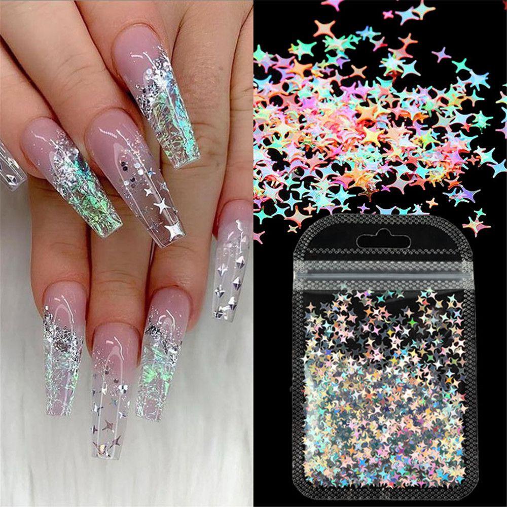 Payet Kuku Nanas Dekorasi Nail Art Glitter Laser 3D