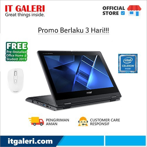 Laptop Acer Spin Travelmate B311R-31 NX.VMZSN.001 : 11" TS N4020 4GB 256SSD WIN10+OHS2019/Black