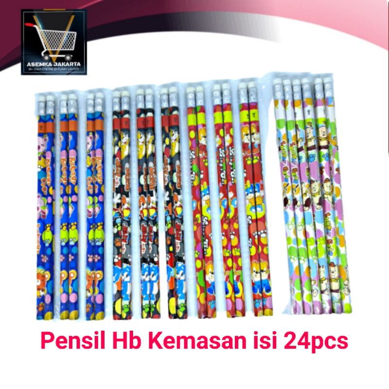 

[AJ] Pensil Hb + pengapus 24pcs Bergambar Grosir
