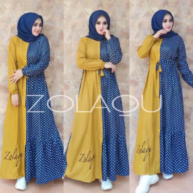 gamis Zolaqu kombi polka ori