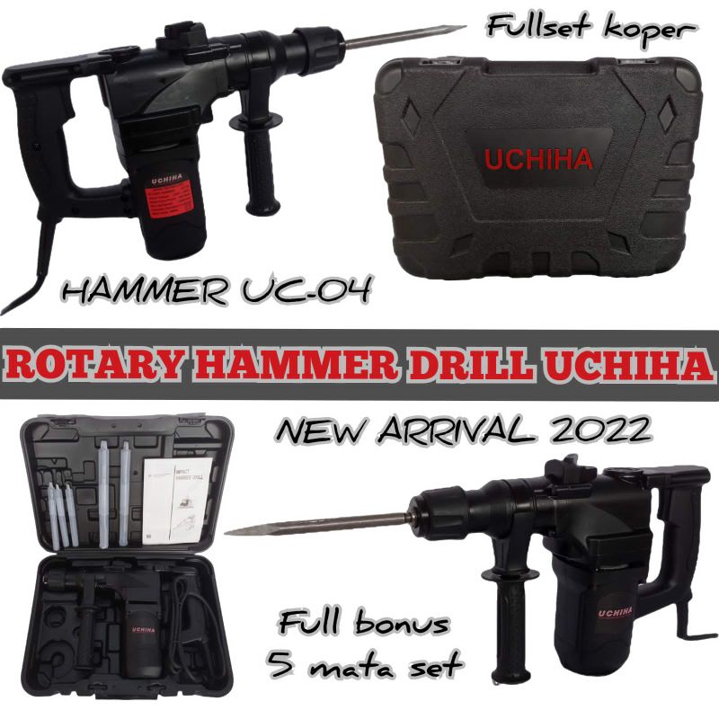 PROMO HAMMER DRILL 30MM RS 04 UC-04 UCHIHA 30MM 800 WATT 9 JOULE BONUS MATA 5 SET UCIHA JAPAN TEKNOL