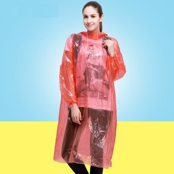 Disposable Raincoat Jas Hujan Plastik - Jas Hujan Kresek warna random